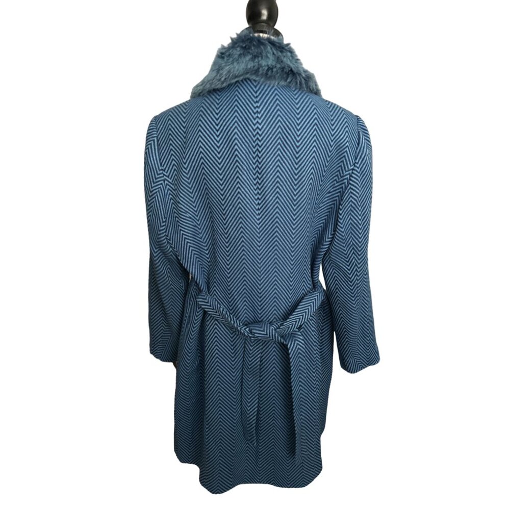Randolph Duke THE LOOK Blue Chevron Pattern Trench Coat VINTAGE Button Up 16 - Picture 4 of 10